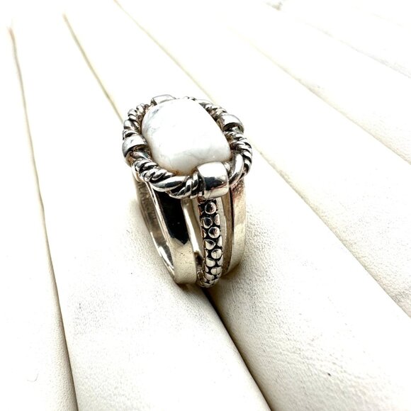Michael Dawkins Ring Sterling Silver White Howlite Size 8 - Picture 5 of 5